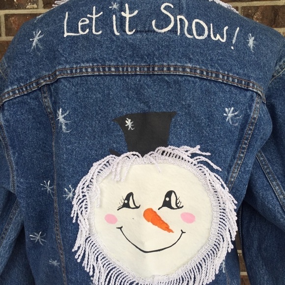 Levi Strauss Let ain’t Snow Denim Jean Jacket Christmas - Picture 6 of 9